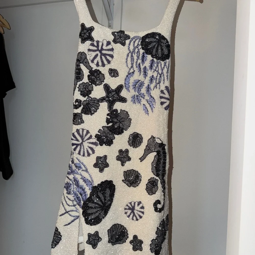Oceanus New Orleans Hand-Beaded White Dress - Picture 1 of 5